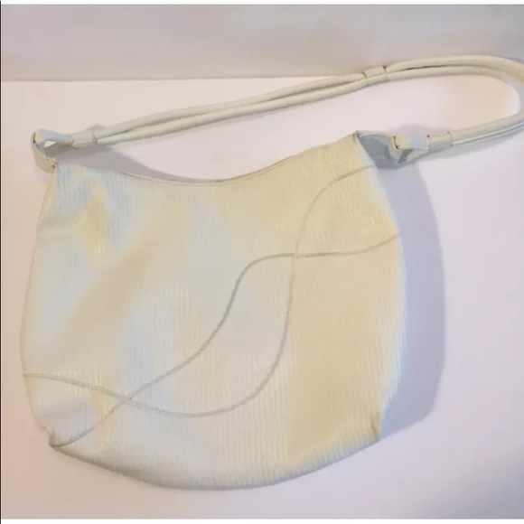 Vtg JR White Multi Design Zip Close Shoulder Bag - Picture 2 of 2